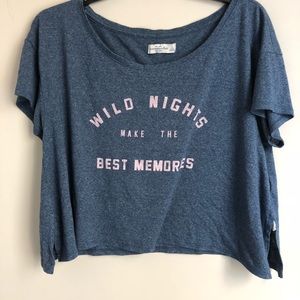 printed blue crop t-shirt